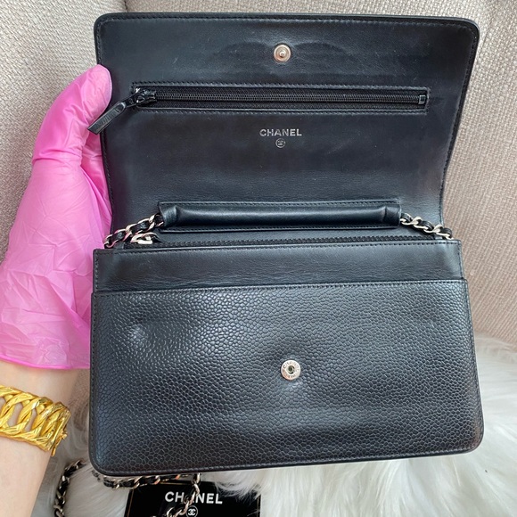 ❌SOLD ON E🅱️🅰️Y❌🌼 Chanel Caviar CC Timeless BLACK WOC With Card &dust bag SHW - Picture 8 of 17